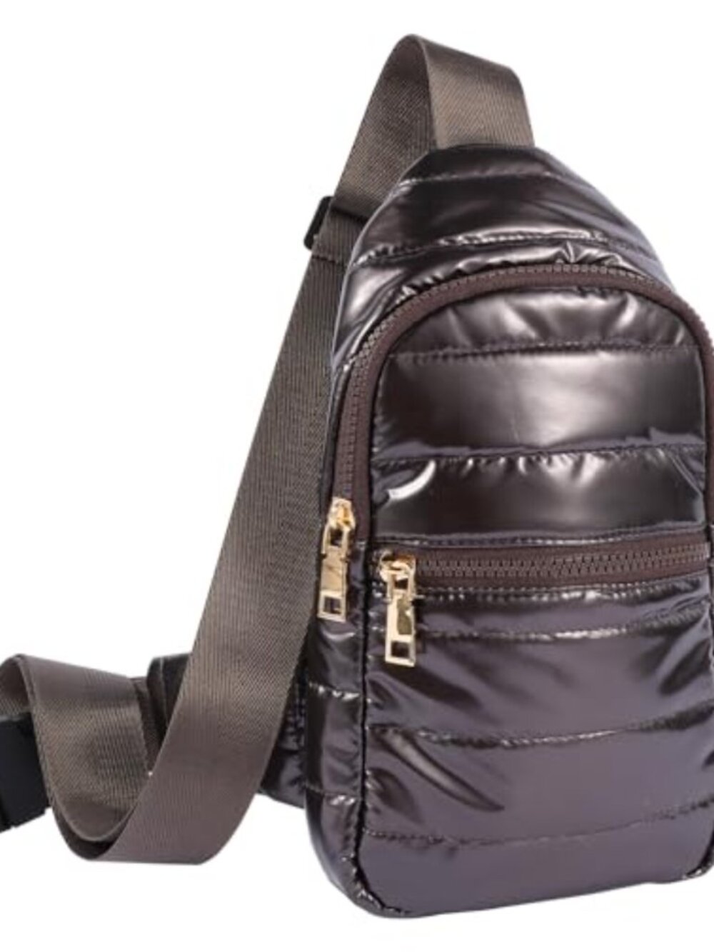 Quilted Puffer Sling Bag Water Resistant Nylon Crossbody Puffy Chest Purse